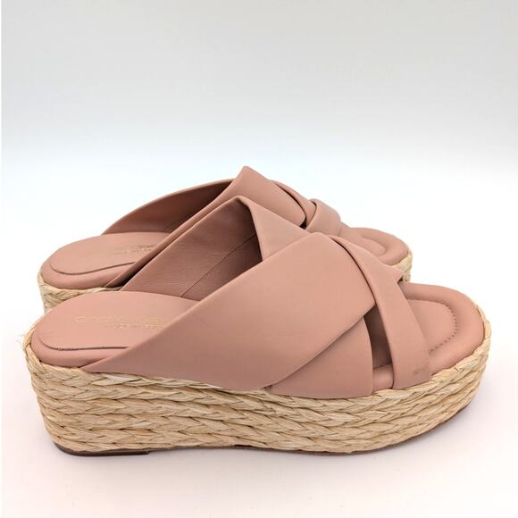 Andre Assous Calesa Leather Espadrille Platform Sandals Pink Size US7-7.5 EU38 - Picture 4 of 11